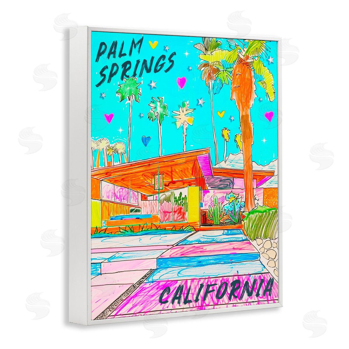 Jess Stempel Palm Springs Canyon White Framed Giclee Wall Art Print