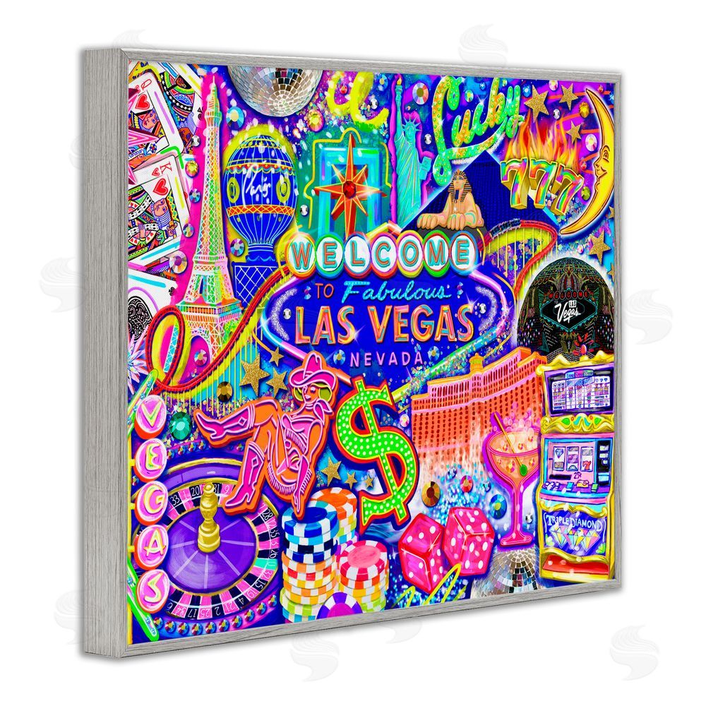 Jess Stempel Fabulous Las Vegas Fun Gray Framed Giclee Wall Art Print