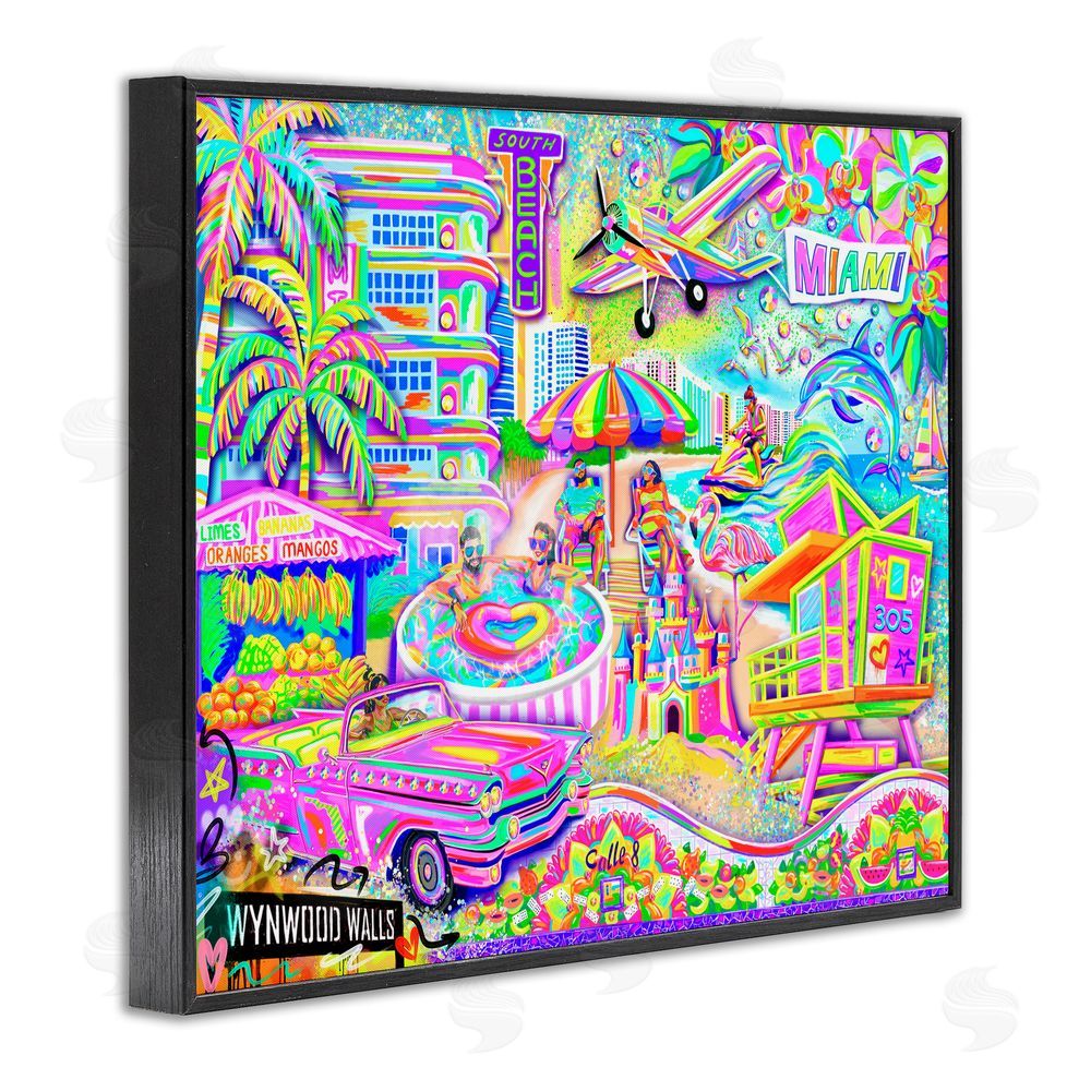 Jess Stempel Miami Fun Collage Black Framed Giclee Wall Art Print