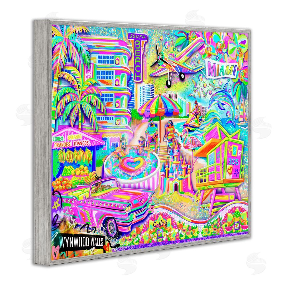 Jess Stempel Miami Fun Collage Gray Framed Giclee Wall Art Print