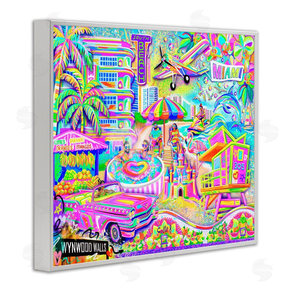 Jess Stempel Miami Fun Collage White Framed Giclee Wall Art Print