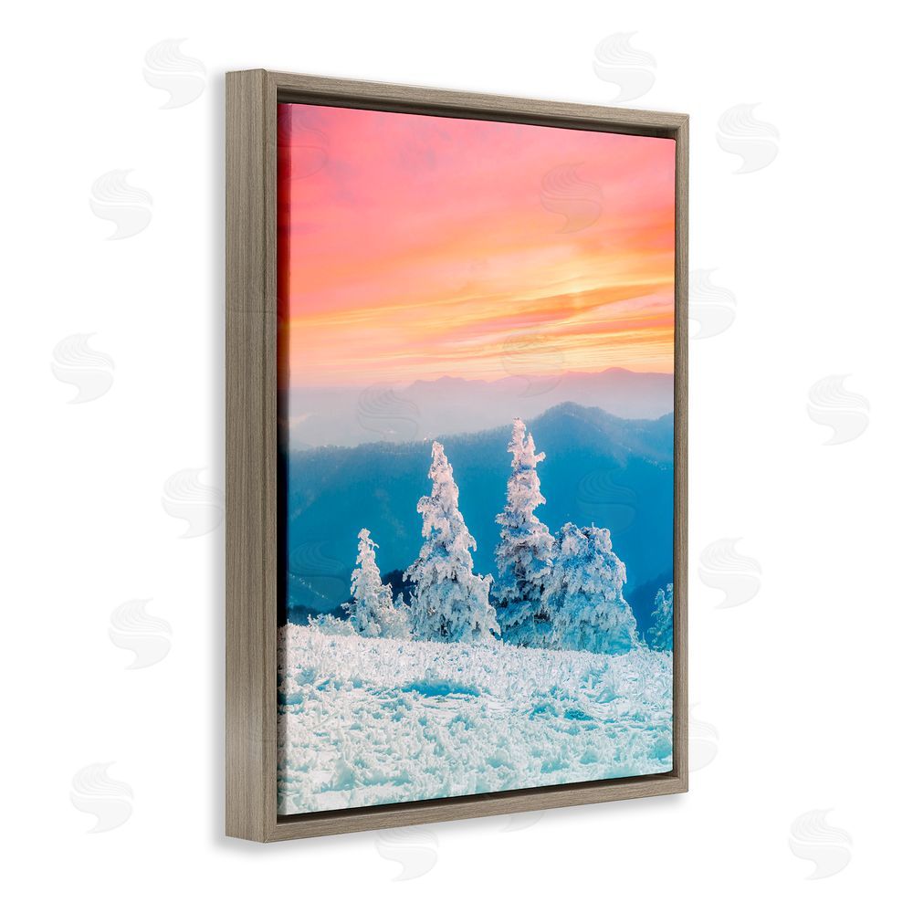 Jared Kreiss Fire And Ice Sunset Brown Floating Frame Canvas Wall Art Print