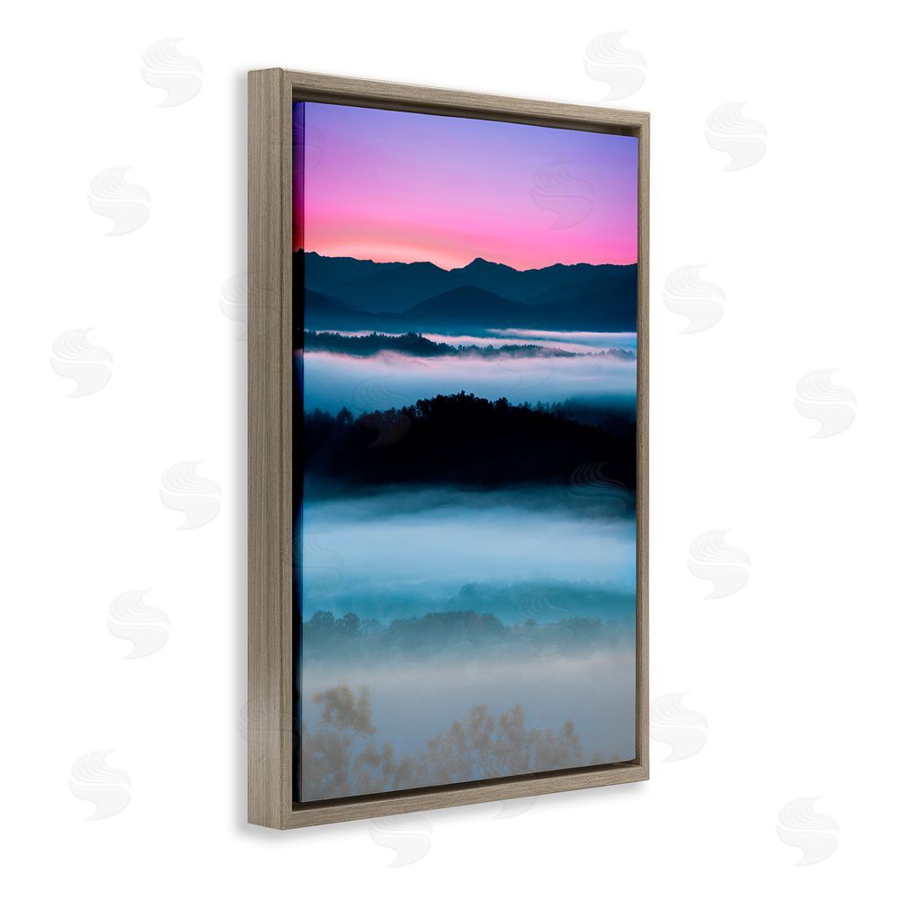 Jared Kreiss Smoky Mountain Fog Brown Floating Frame Canvas Wall Art Print