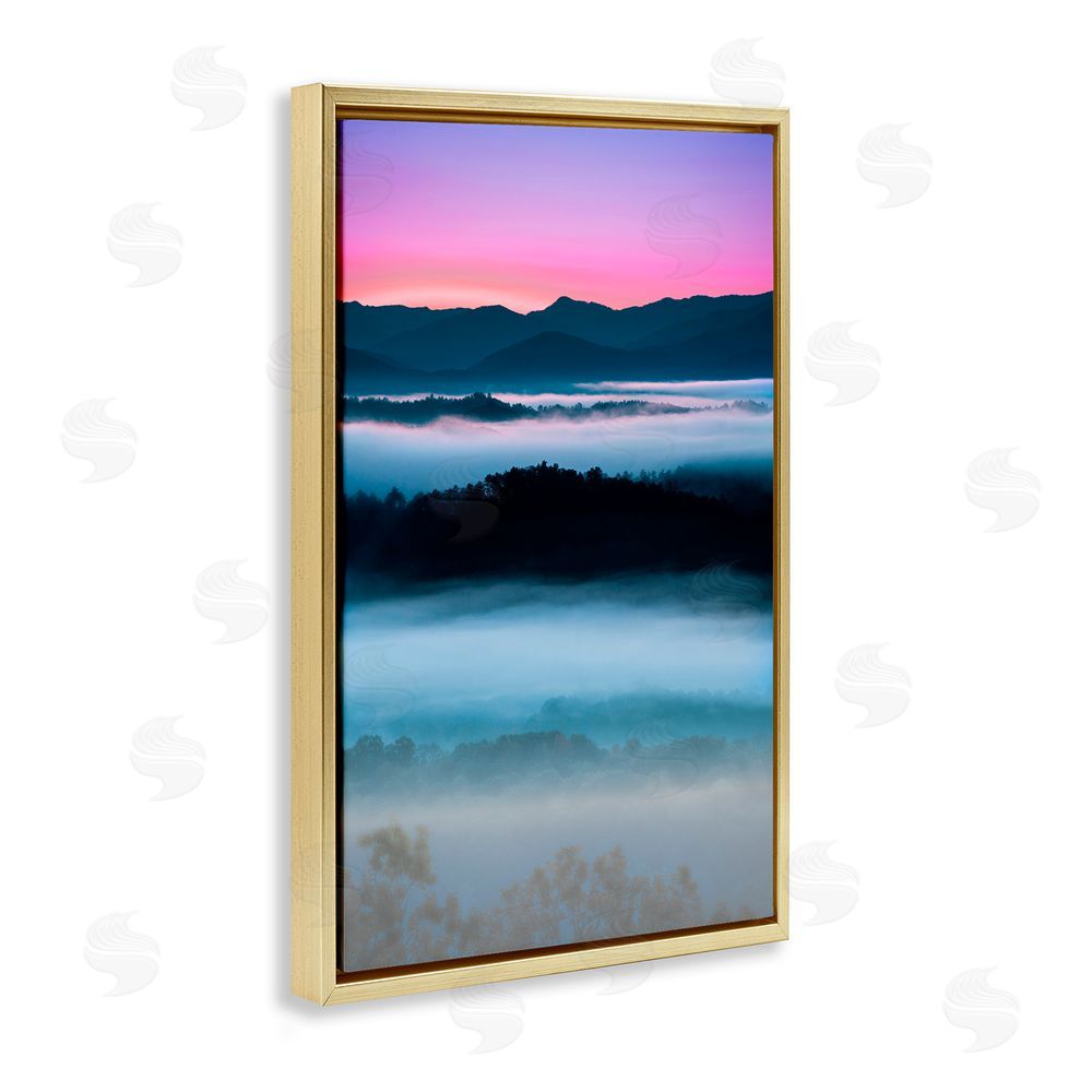 Jared Kreiss Smoky Mountain Fog Gold Floating Frame Canvas Wall Art Print