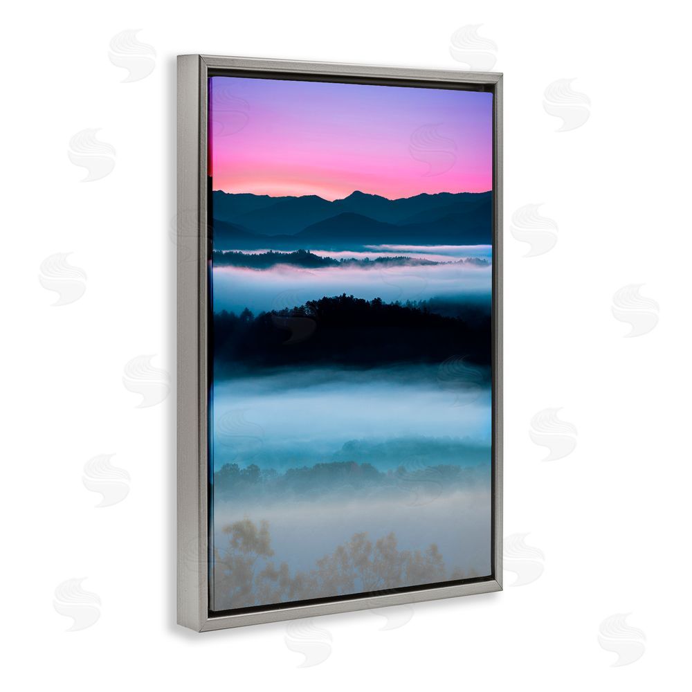 Jared Kreiss Smoky Mountain Fog Gray Floating Frame Canvas Wall Art Print