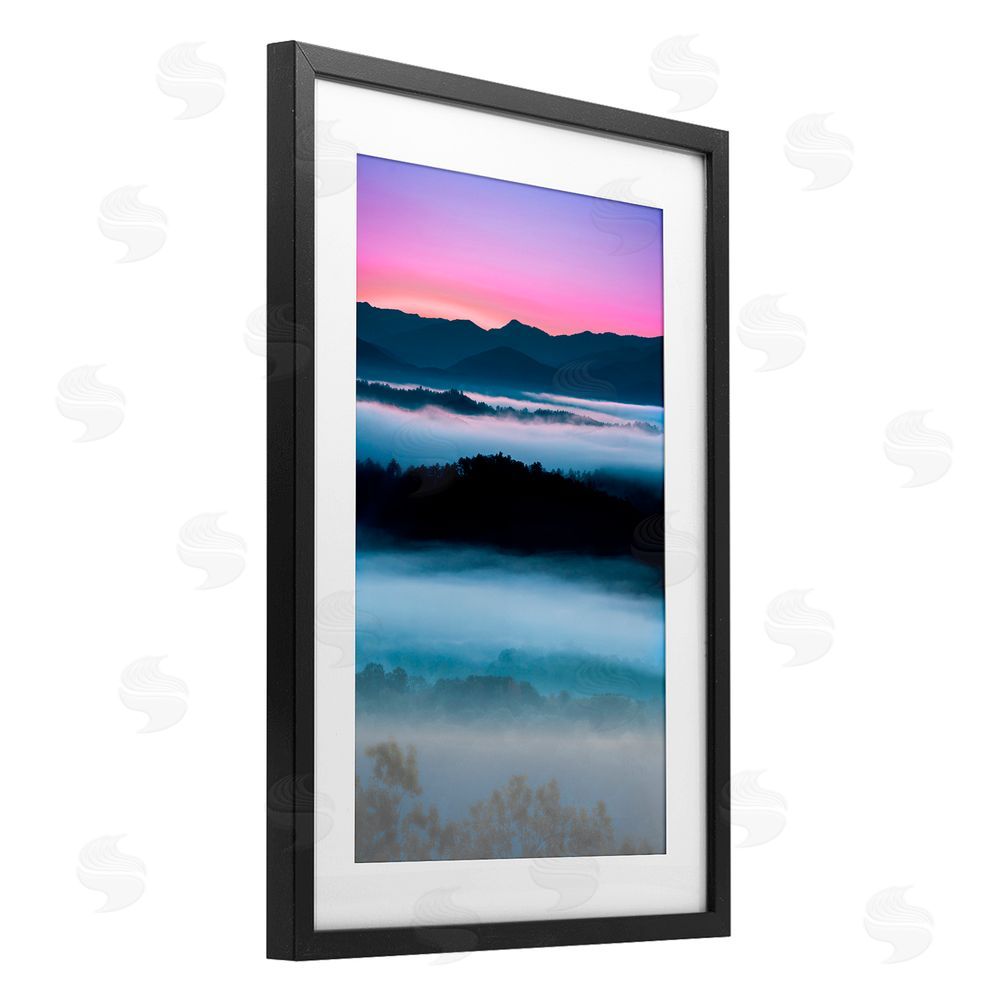 Jared Kreiss Smoky Mountain Fog Black Framed Print Under Glass with White Mat Wall Art