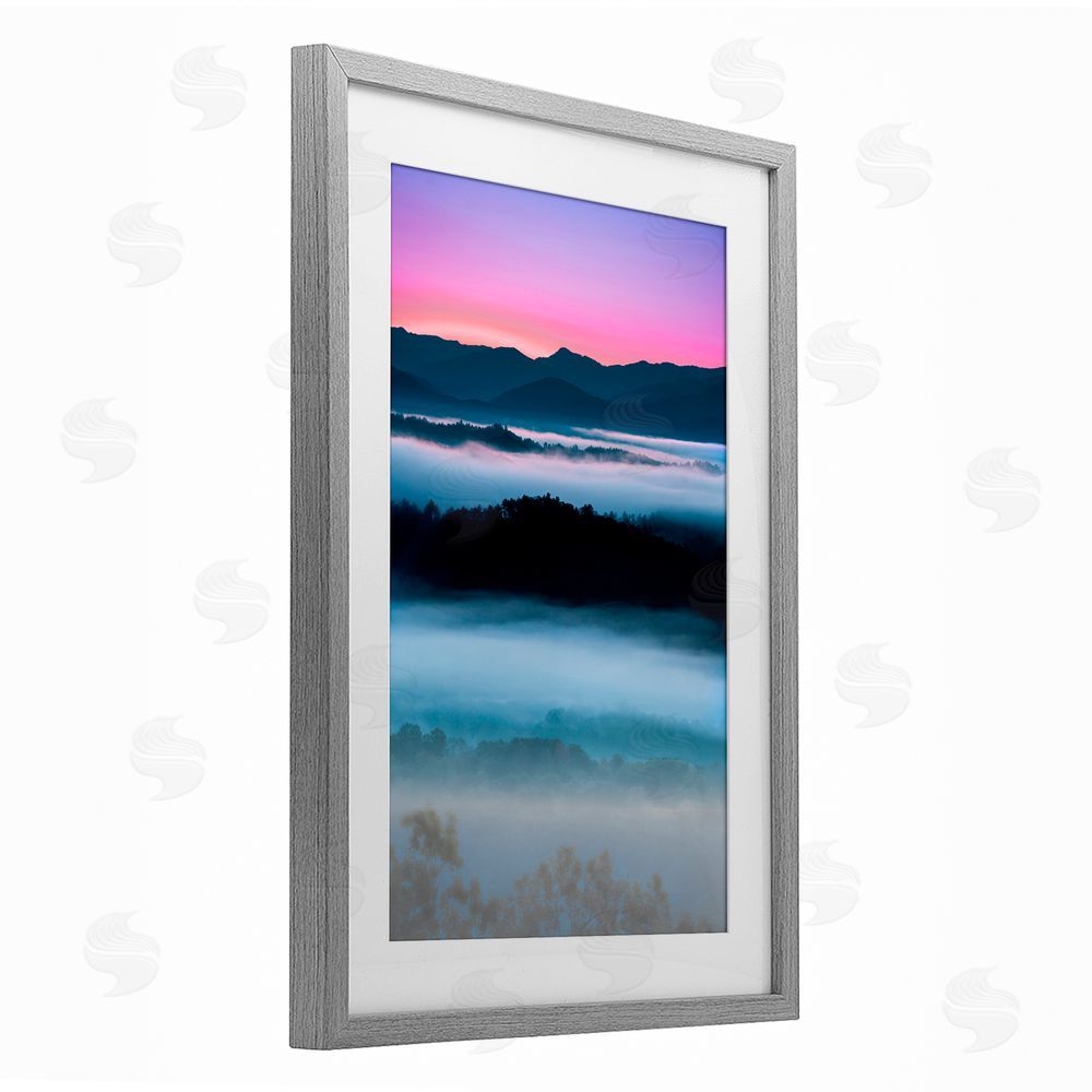 Jared Kreiss Smoky Mountain Fog Gray Framed Print Under Glass with White Mat Wall Art