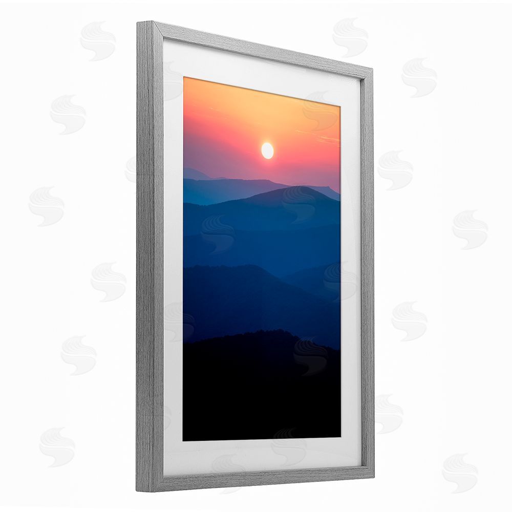 Jared Kreiss Tennessee Mornings Sunrise Gray Framed Print Under Glass with White Mat Wall Art