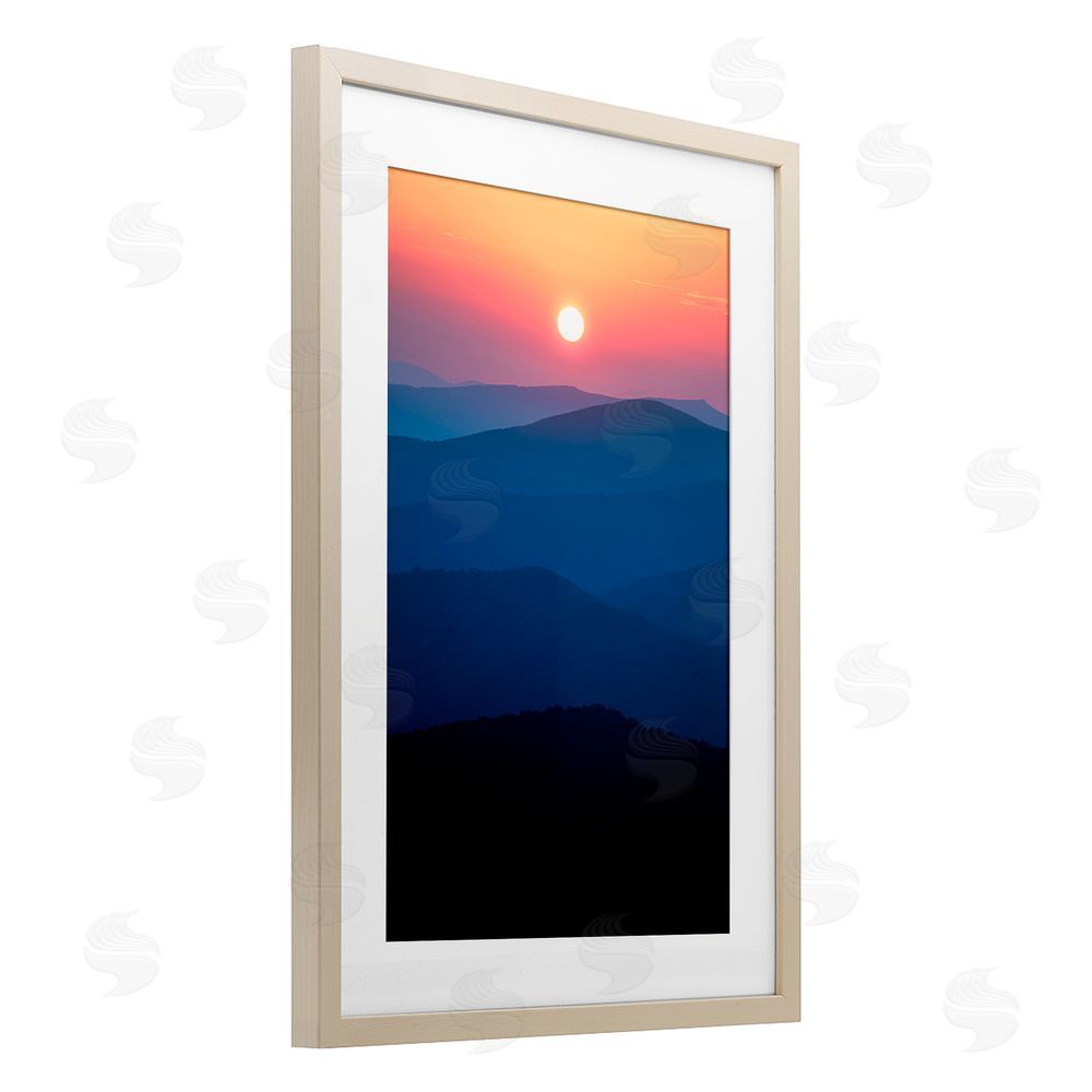 Jared Kreiss Tennessee Mornings Sunrise Birch Framed Print Under Glass with White Mat Wall Art