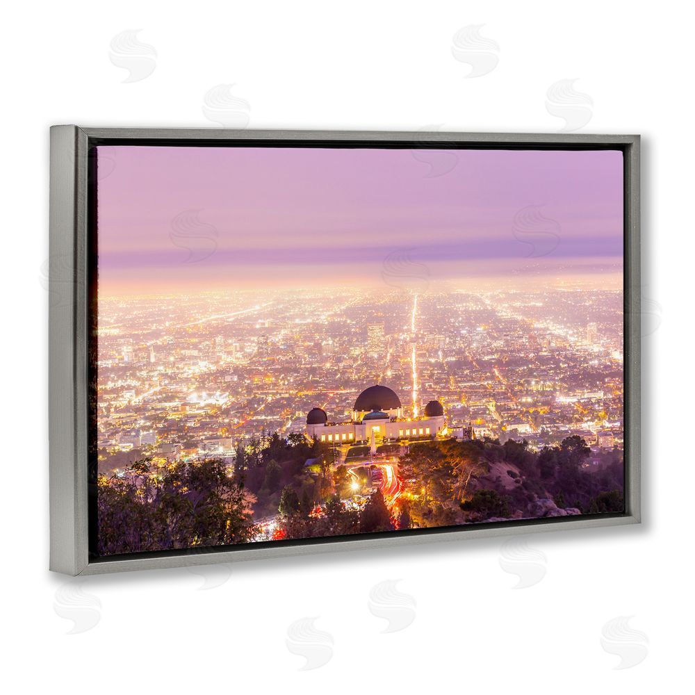 Jeff Poe Photography Griffith Park Scenic Overview Gray Floating Frame Canvas Wall Art Print