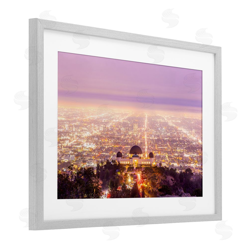 Jeff Poe Photography Griffith Park Scenic Overview Gray Framed Print Under Glass with White Mat Wall Art