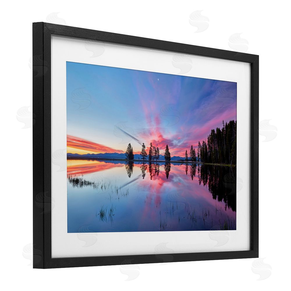 Jon Evan Gull Point At Sunrise Black Framed Print Under Glass with White Mat Wall Art
