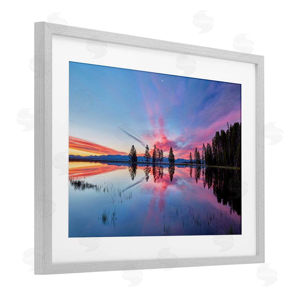 Jon Evan Gull Point At Sunrise Gray Framed Print Under Glass with White Mat Wall Art