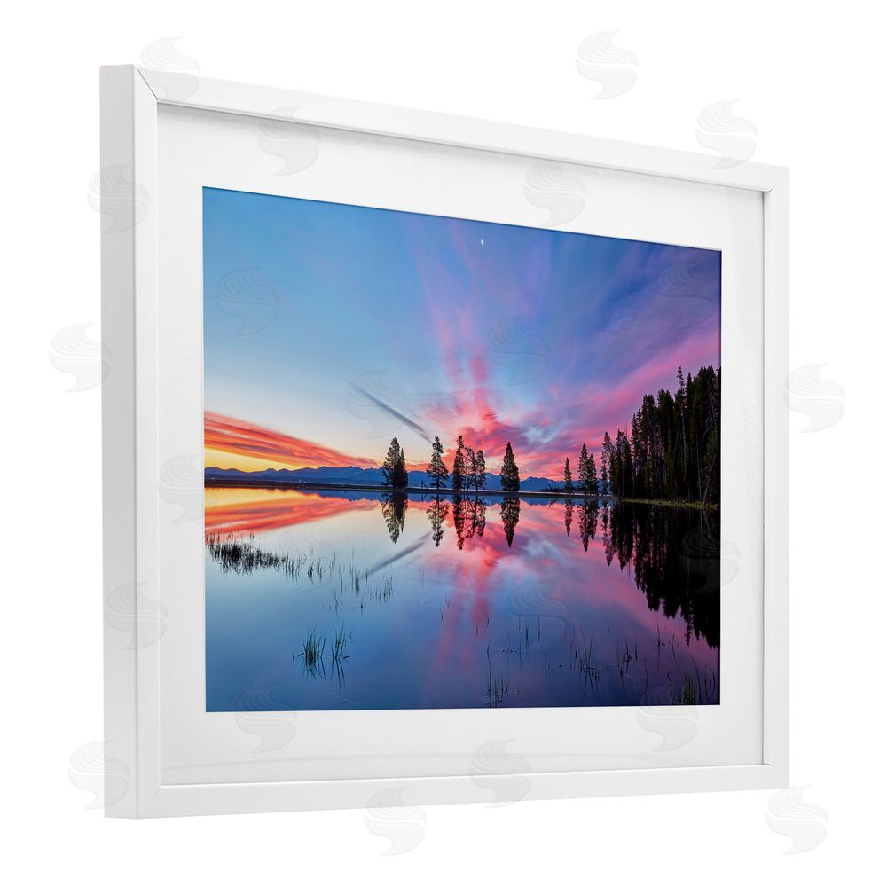 Jon Evan Gull Point At Sunrise White Framed Print Under Glass with Mat Wall Art