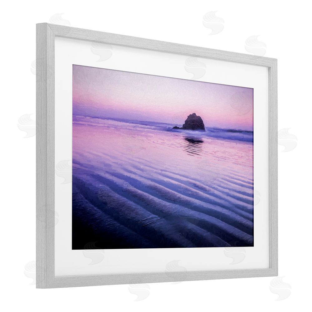Jon Evan Tranquil And Still Waters Gray Framed Print Under Glass with White Mat Wall Art
