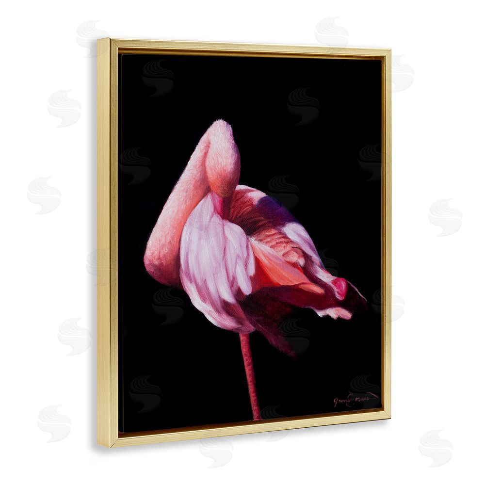 James Corwin Avian Contrast Flamingo Gold Floating Frame Canvas Wall Art Print