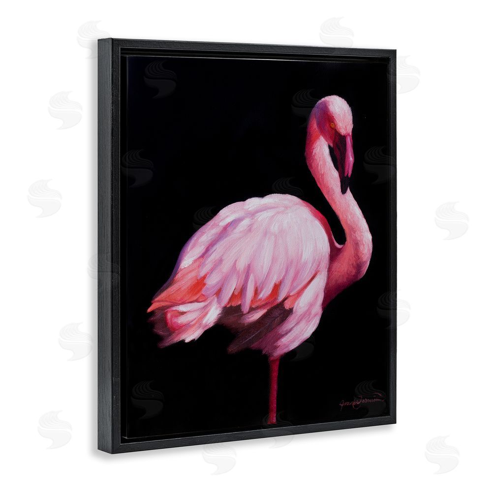 James Corwin Elegant & Exotic Flamingo Black Floating Frame Canvas Wall Art Print