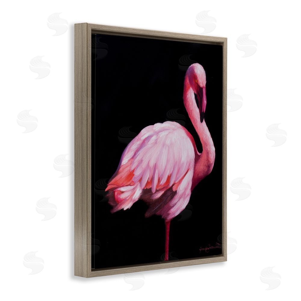 James Corwin Elegant & Exotic Flamingo Brown Floating Frame Canvas Wall Art Print