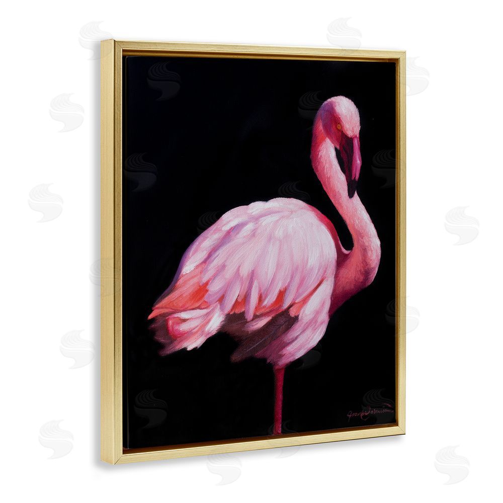 James Corwin Elegant & Exotic Flamingo Gold Floating Frame Canvas Wall Art Print