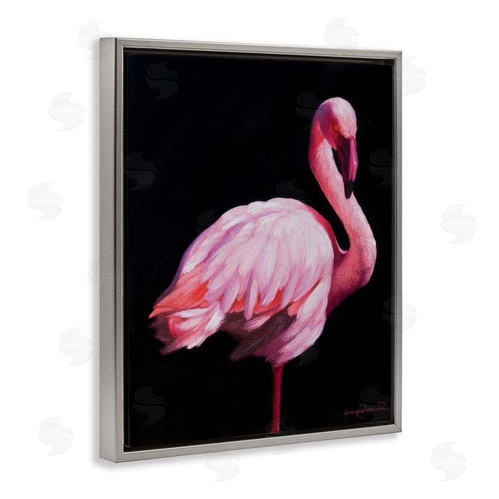 James Corwin Elegant & Exotic Flamingo Gray Floating Frame Canvas Wall Art Print