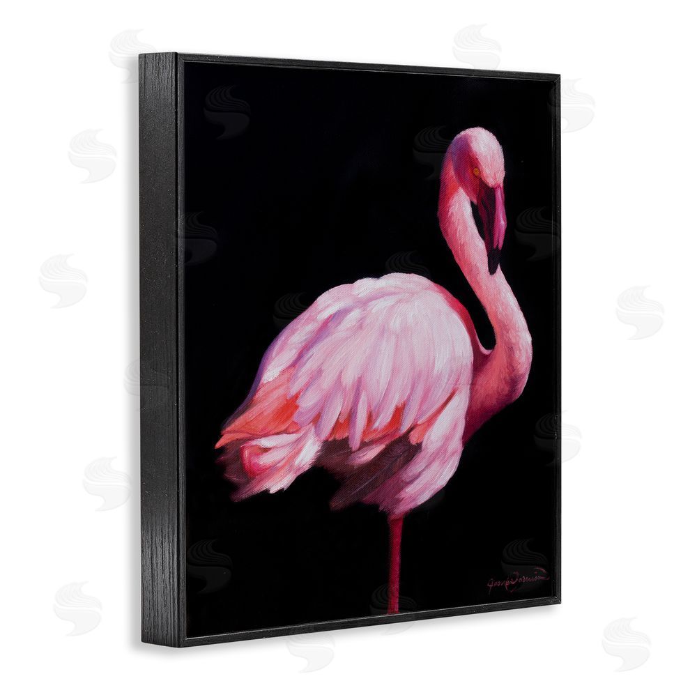 James Corwin Elegant & Exotic Flamingo Black Framed Giclee Wall Art Print
