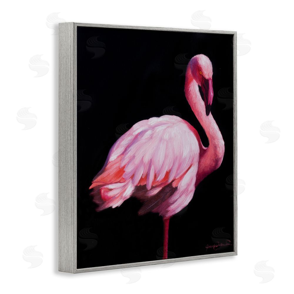 James Corwin Elegant & Exotic Flamingo Gray Framed Giclee Wall Art Print
