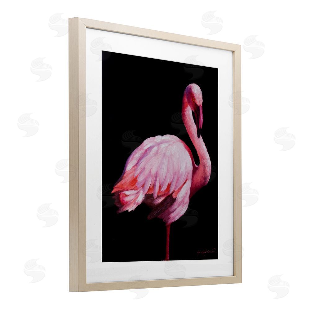 James Corwin Elegant & Exotic Flamingo Birch Framed Print Under Glass with White Mat Wall Art