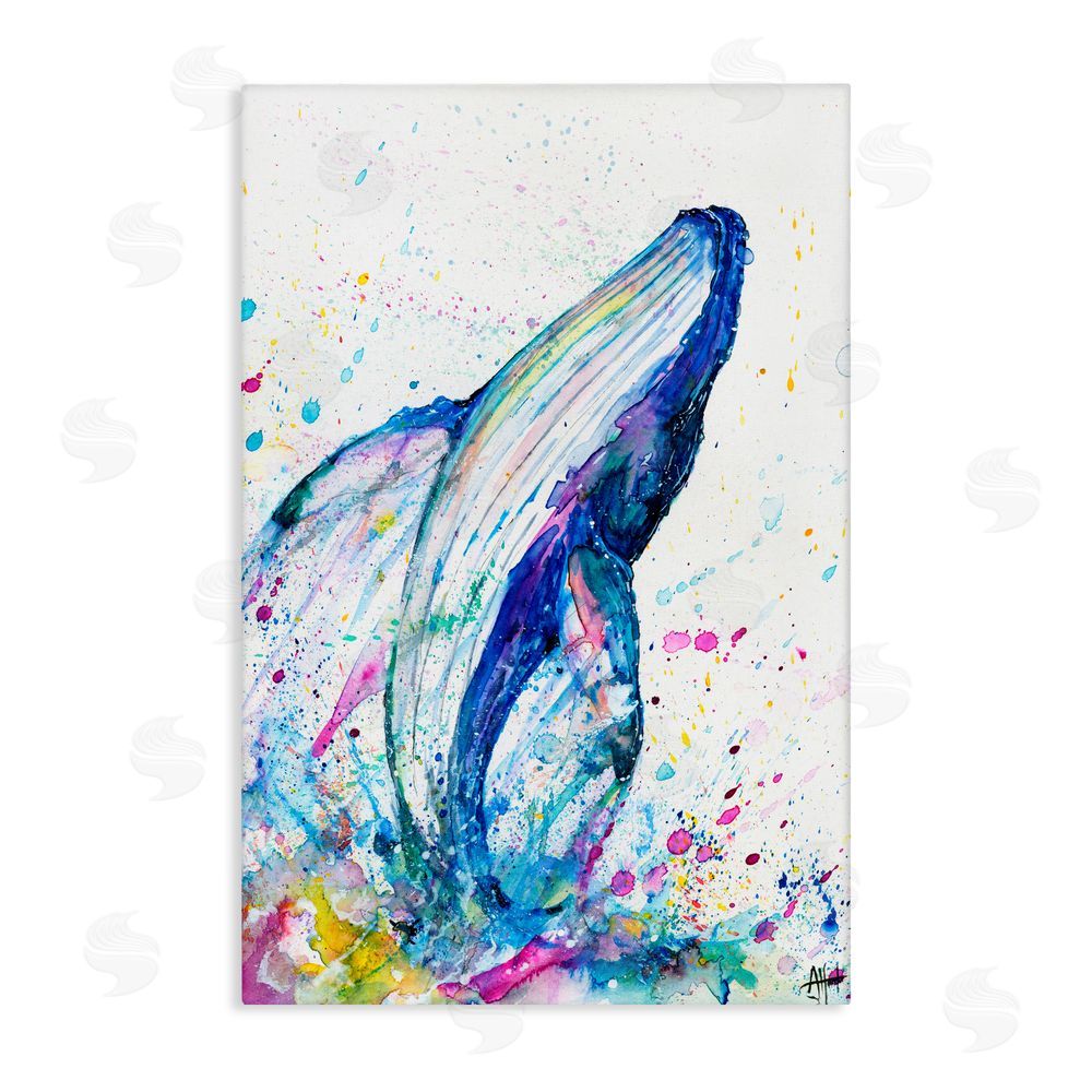 Marc Allante Breech Whale with Splatter Canvas Wall Art Print