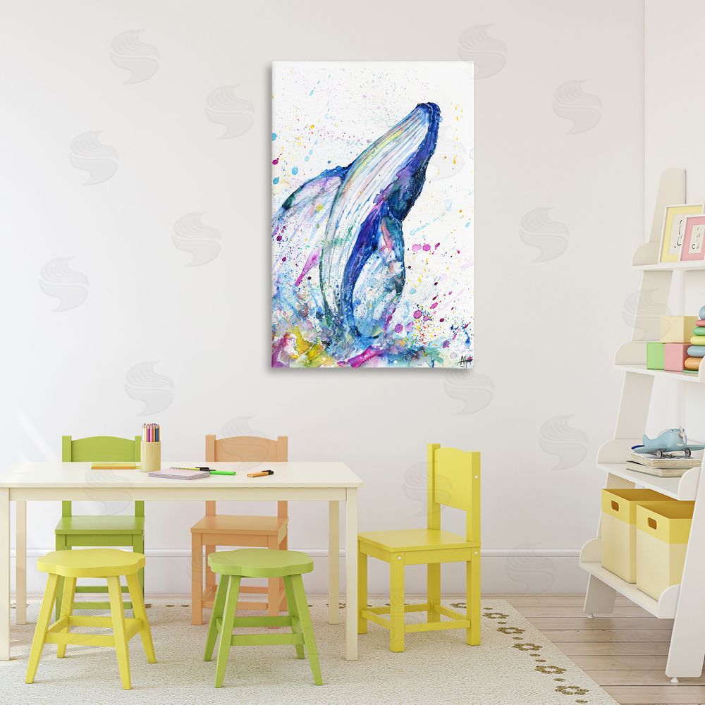 Marc Allante Breech Whale with Splatter Canvas Art on Wall