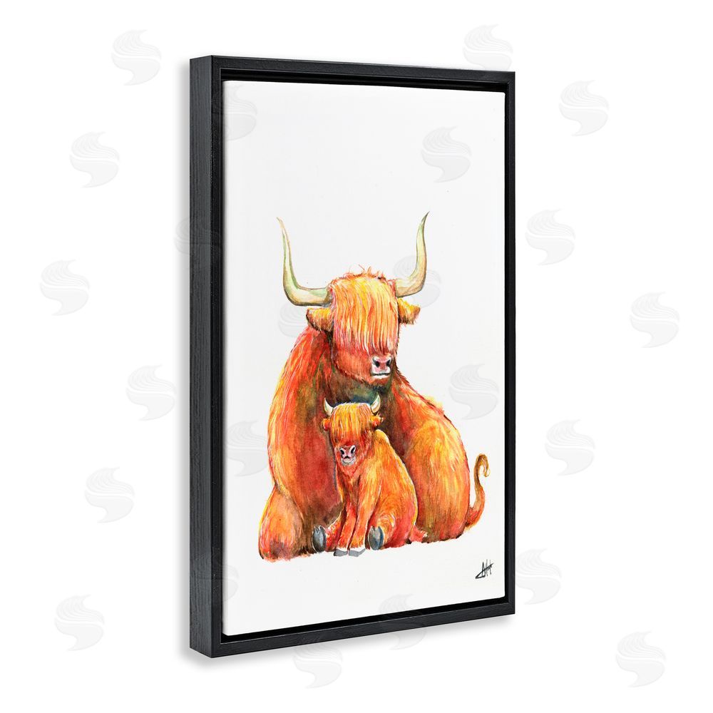 Marc Allante Yakety Yak Cattle Black Floating Frame Canvas Wall Art Print