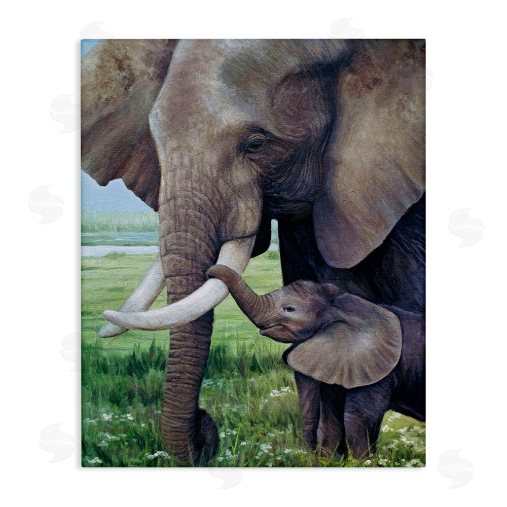 James Corwin Baby Elephant And Mother Canvas Wall Art Print