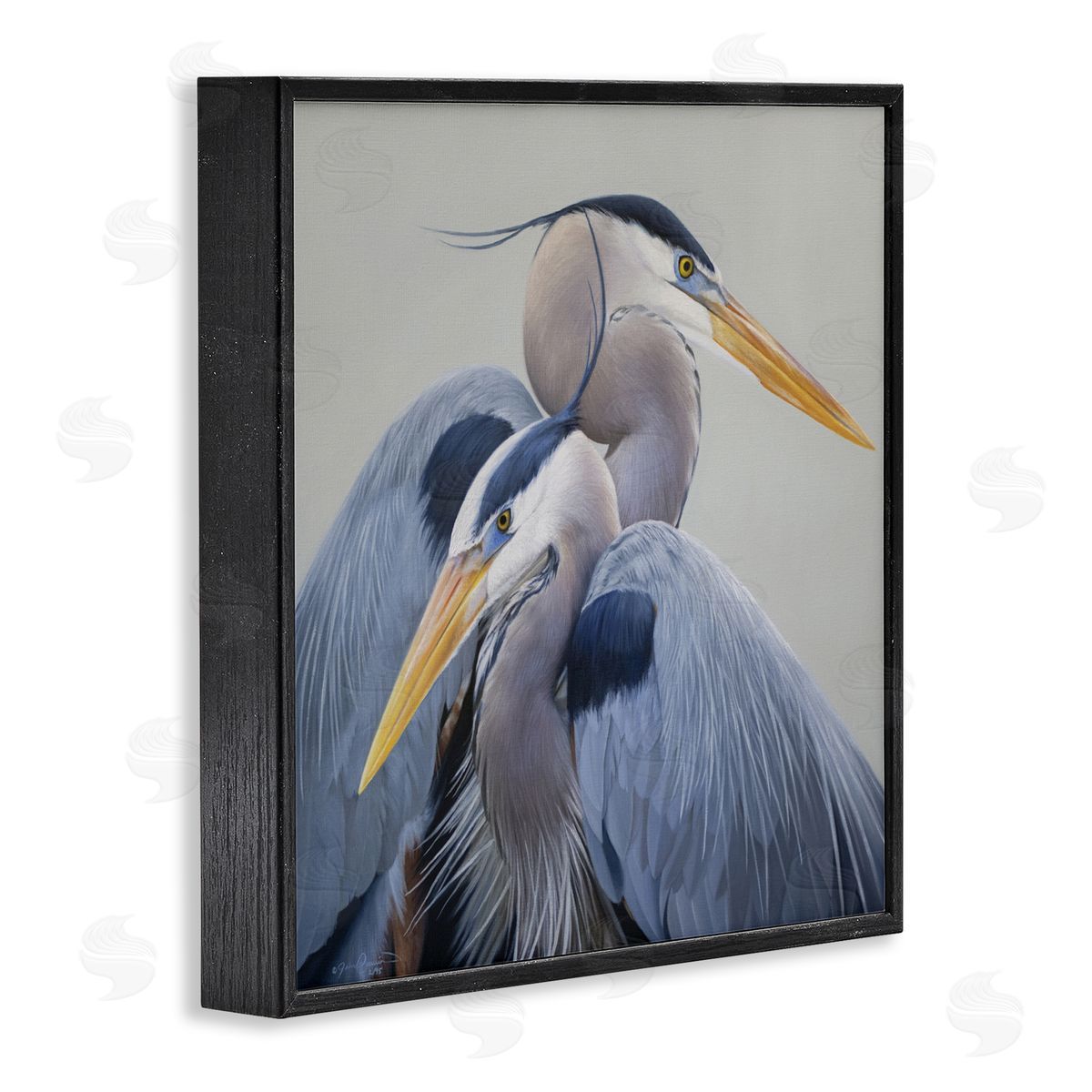 James Corwin Elegant Heron Twins Black Framed Giclee Wall Art Print