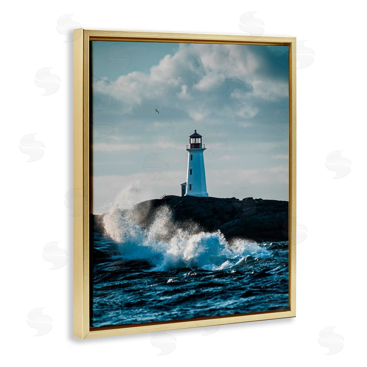 Jared Kreiss Nova Scotia Lighthouse Gold Floating Frame Canvas Wall Art Print