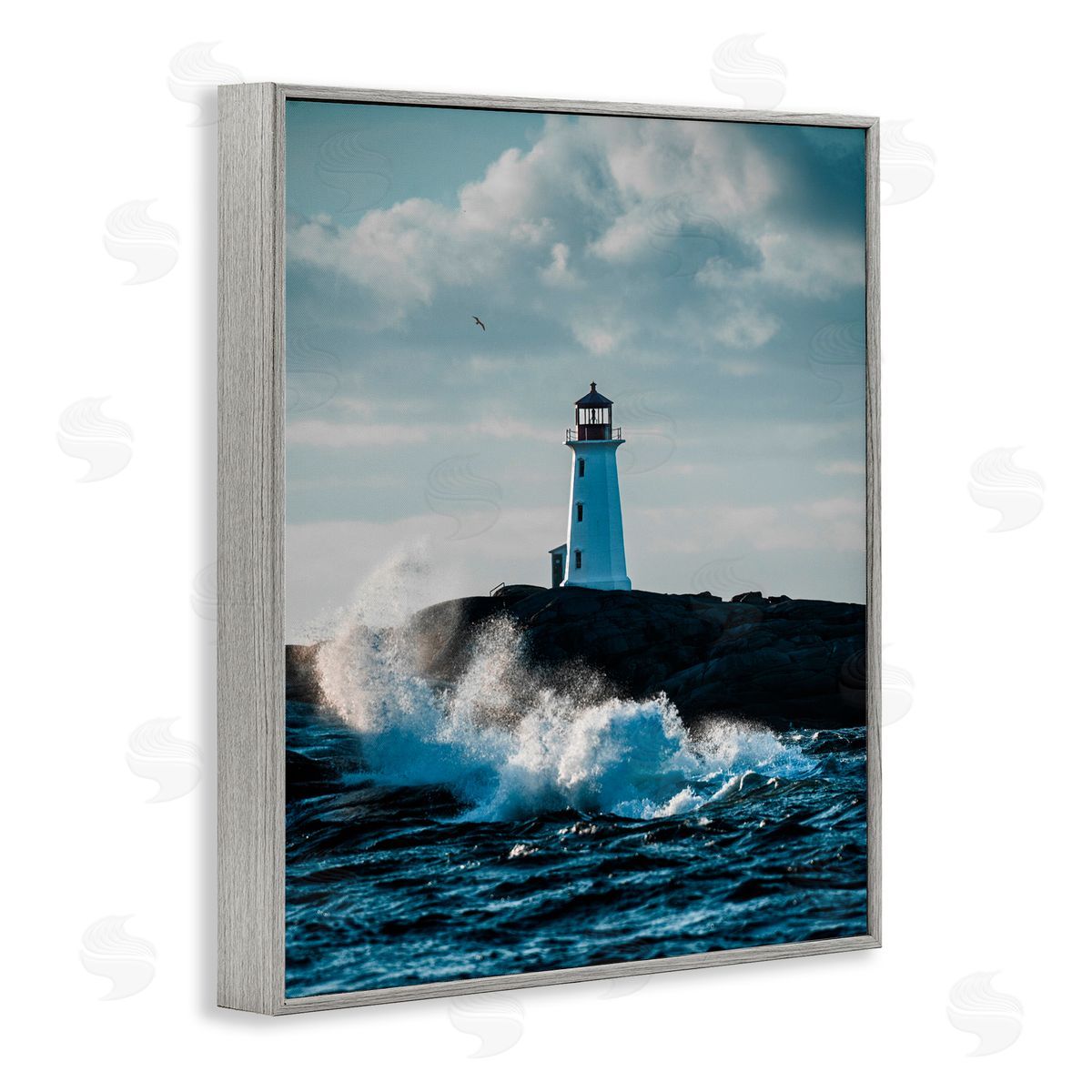 Jared Kreiss Nova Scotia Lighthouse Gray Framed Giclee Wall Art Print
