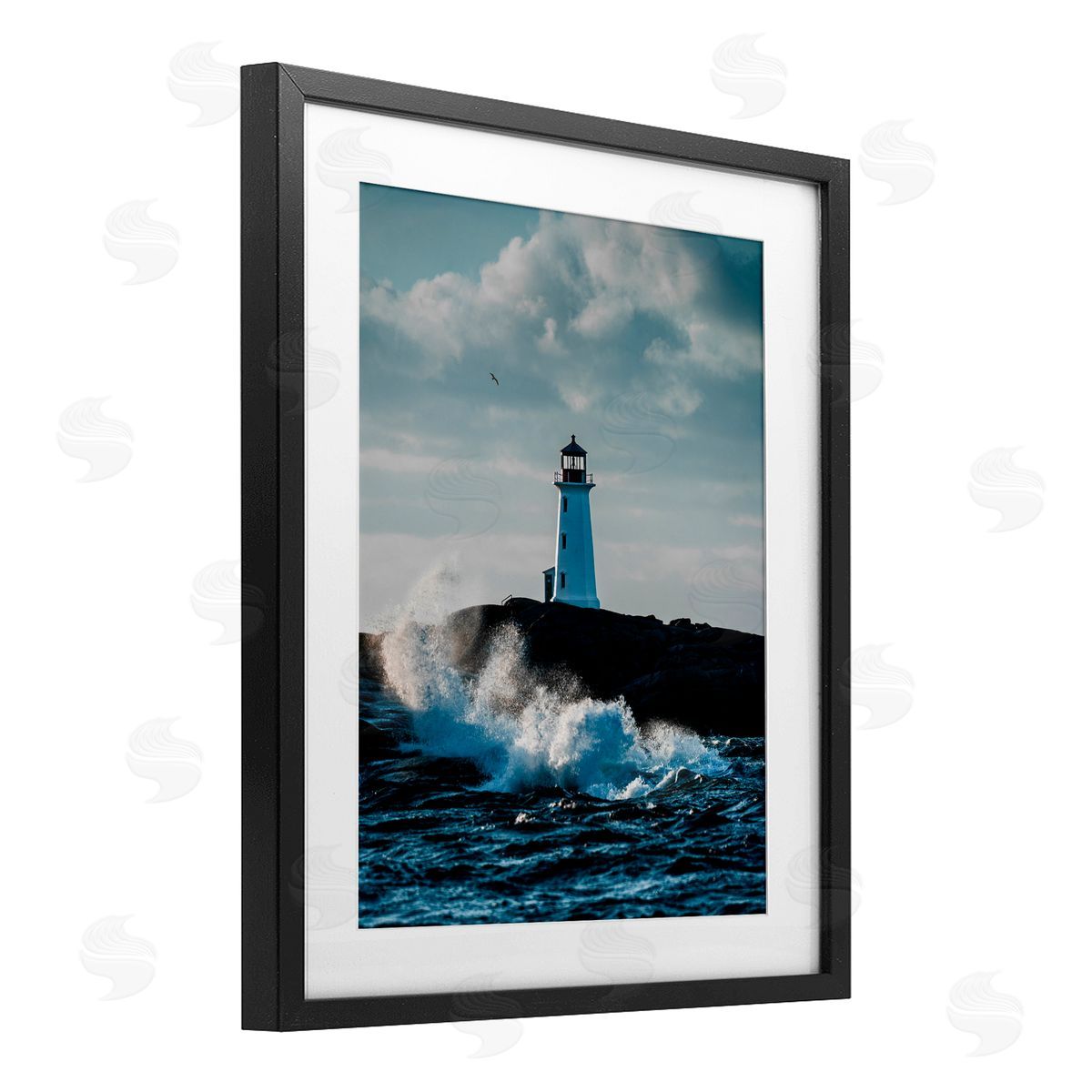Jared Kreiss Nova Scotia Lighthouse Black Framed Print Under Glass with White Mat Wall Art