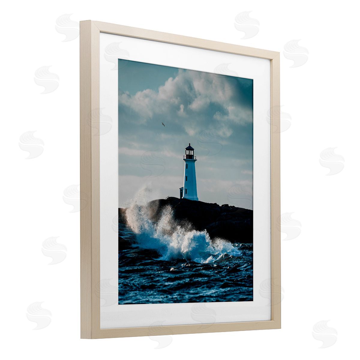 Jared Kreiss Nova Scotia Lighthouse Birch Framed Print Under Glass with White Mat Wall Art