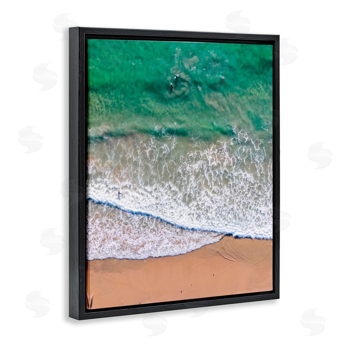 Jeff Poe Photography Crisscross Shore Waves Black Floating Frame Canvas Wall Art Print