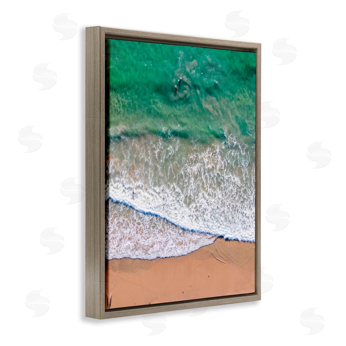 Jeff Poe Photography Crisscross Shore Waves Brown Floating Frame Canvas Wall Art Print