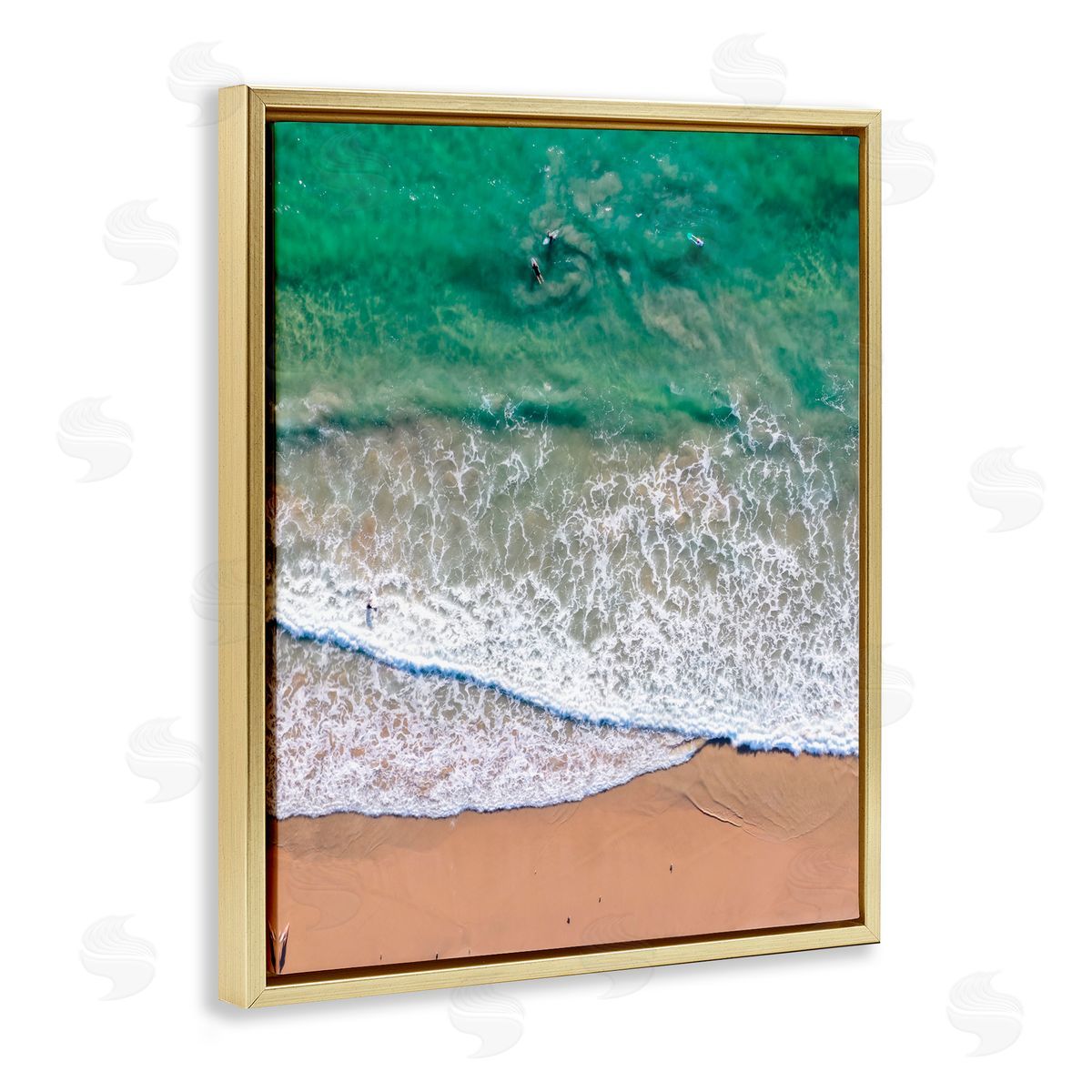 Jeff Poe Photography Crisscross Shore Waves Gold Floating Frame Canvas Wall Art Print