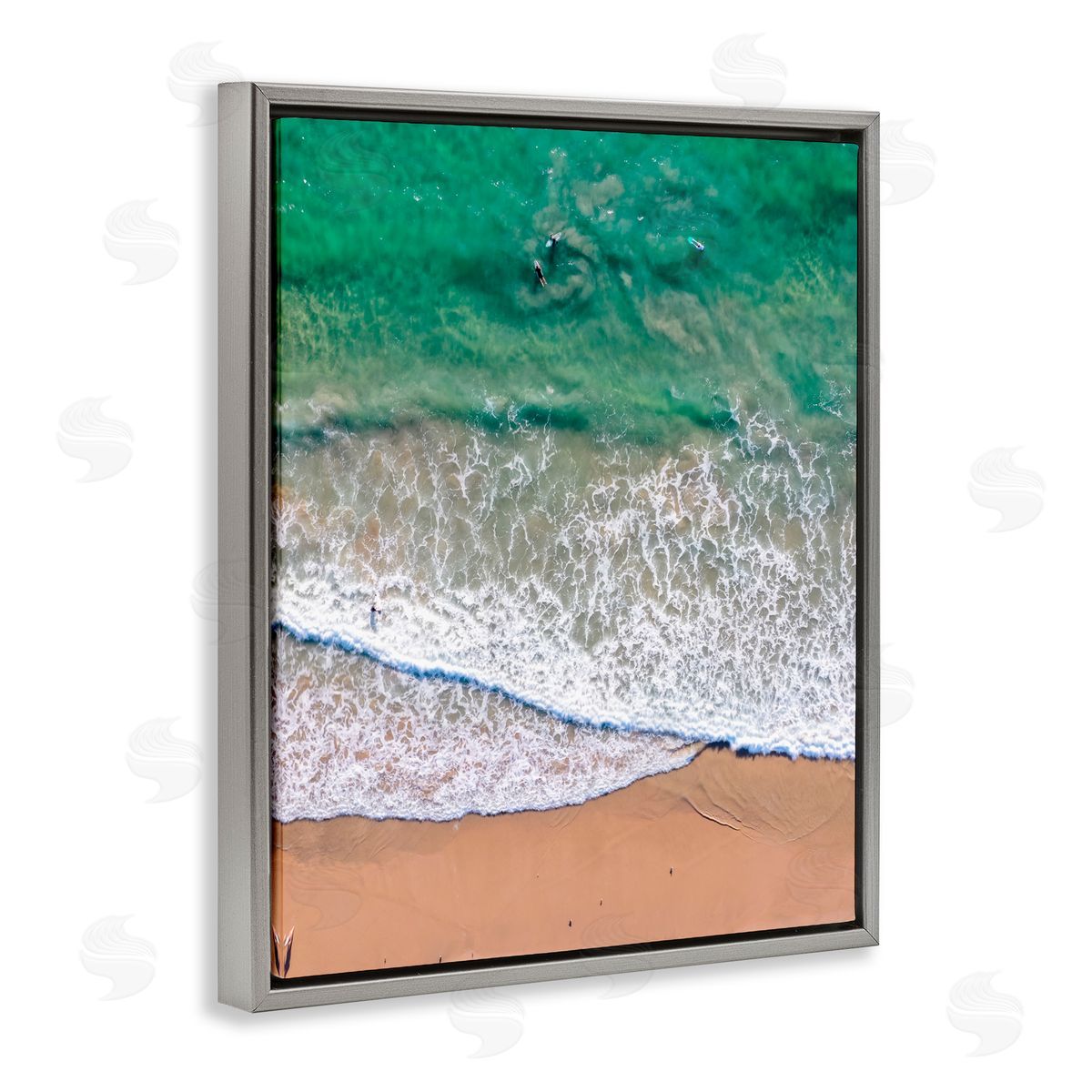 Jeff Poe Photography Crisscross Shore Waves Gray Floating Frame Canvas Wall Art Print