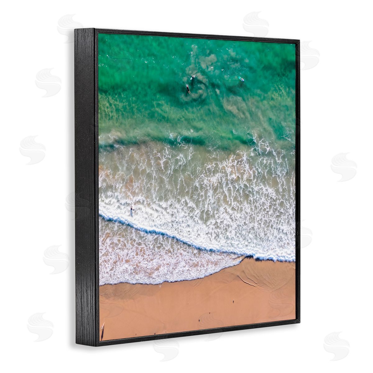 Jeff Poe Photography Crisscross Shore Waves Black Framed Giclee Wall Art Print