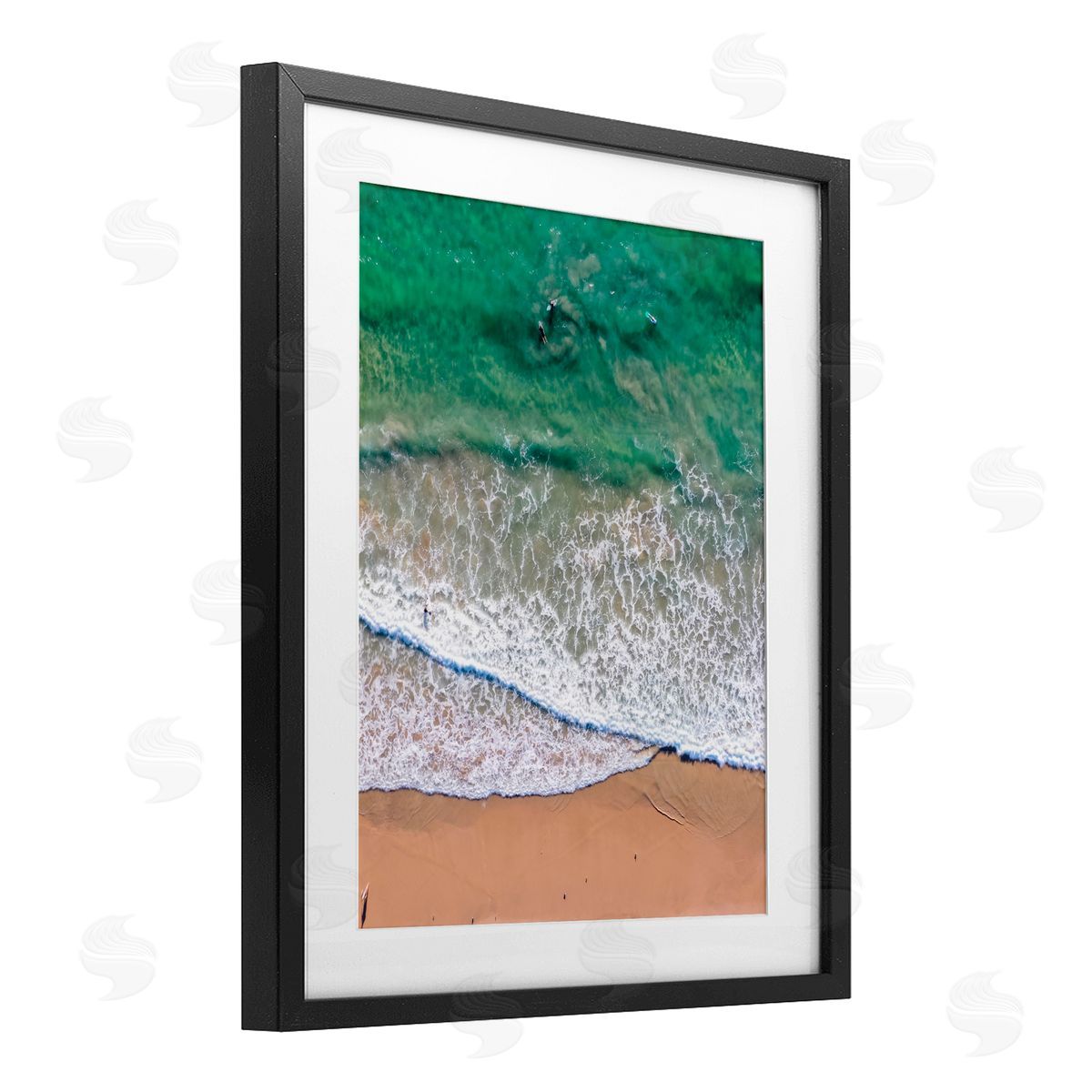 Jeff Poe Photography Crisscross Shore Waves Black Framed Print Under Glass with White Mat Wall Art