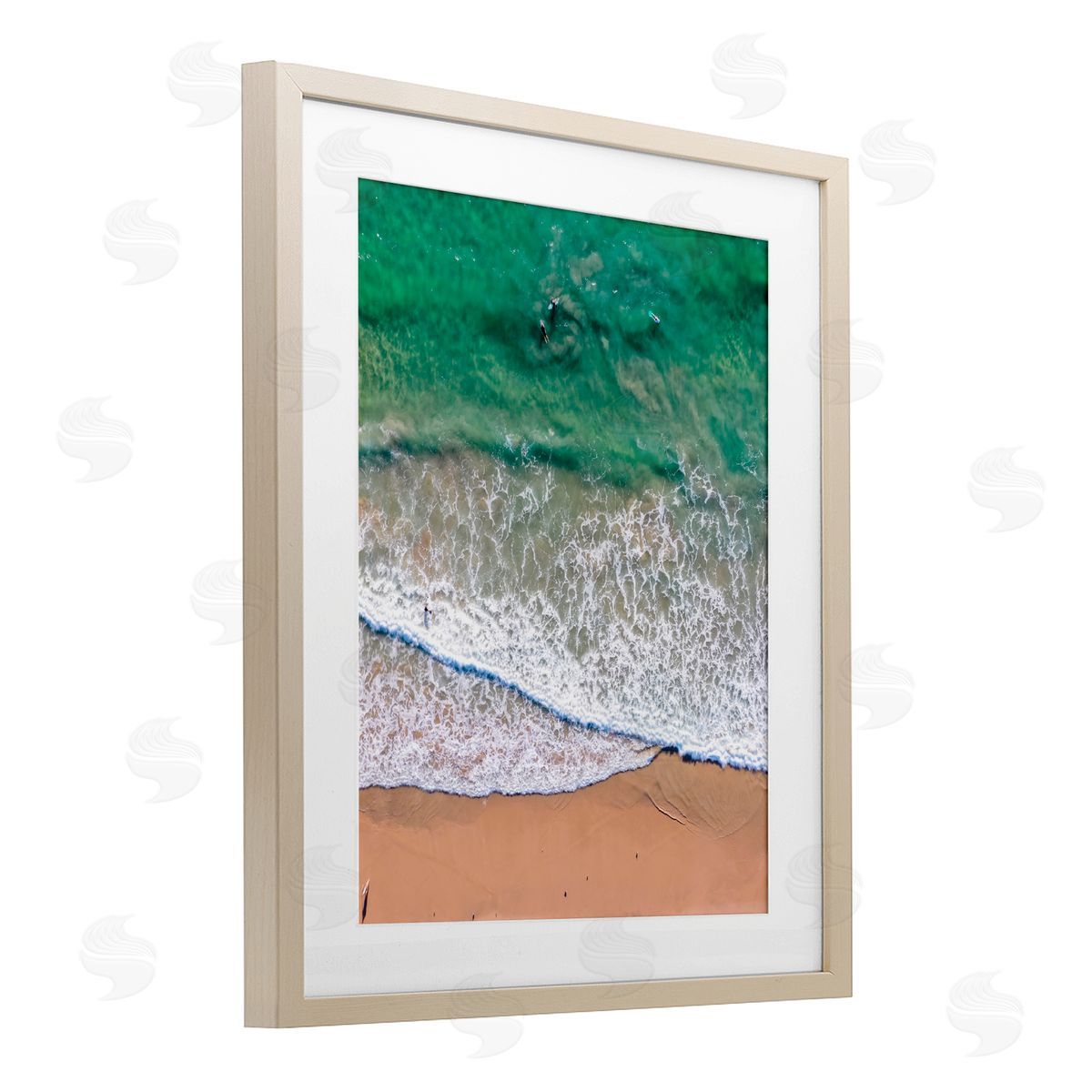 Jeff Poe Photography Crisscross Shore Waves Birch Framed Print Under Glass with White Mat Wall Art