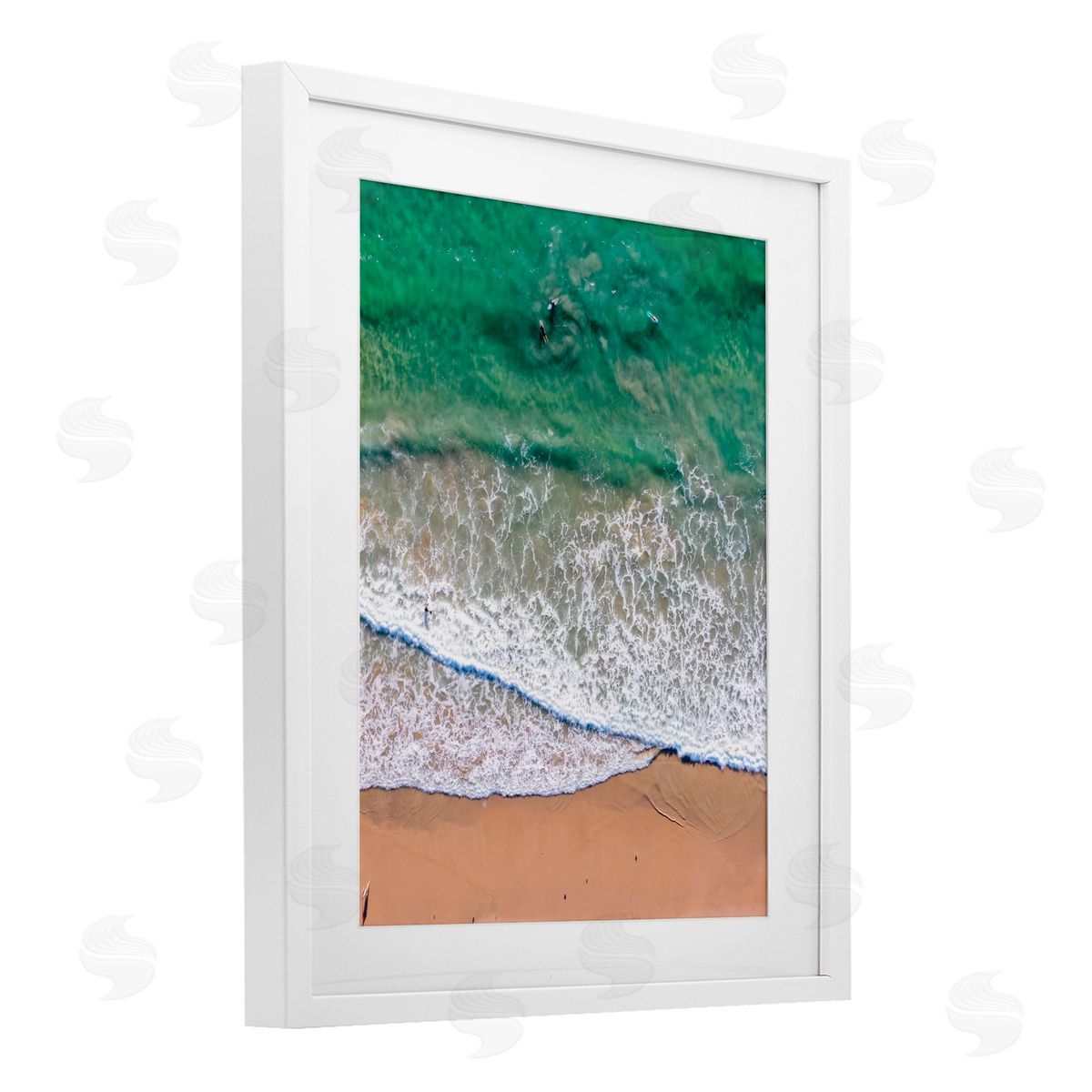Jeff Poe Photography Crisscross Shore Waves White Framed Print Under Glass with Mat Wall Art