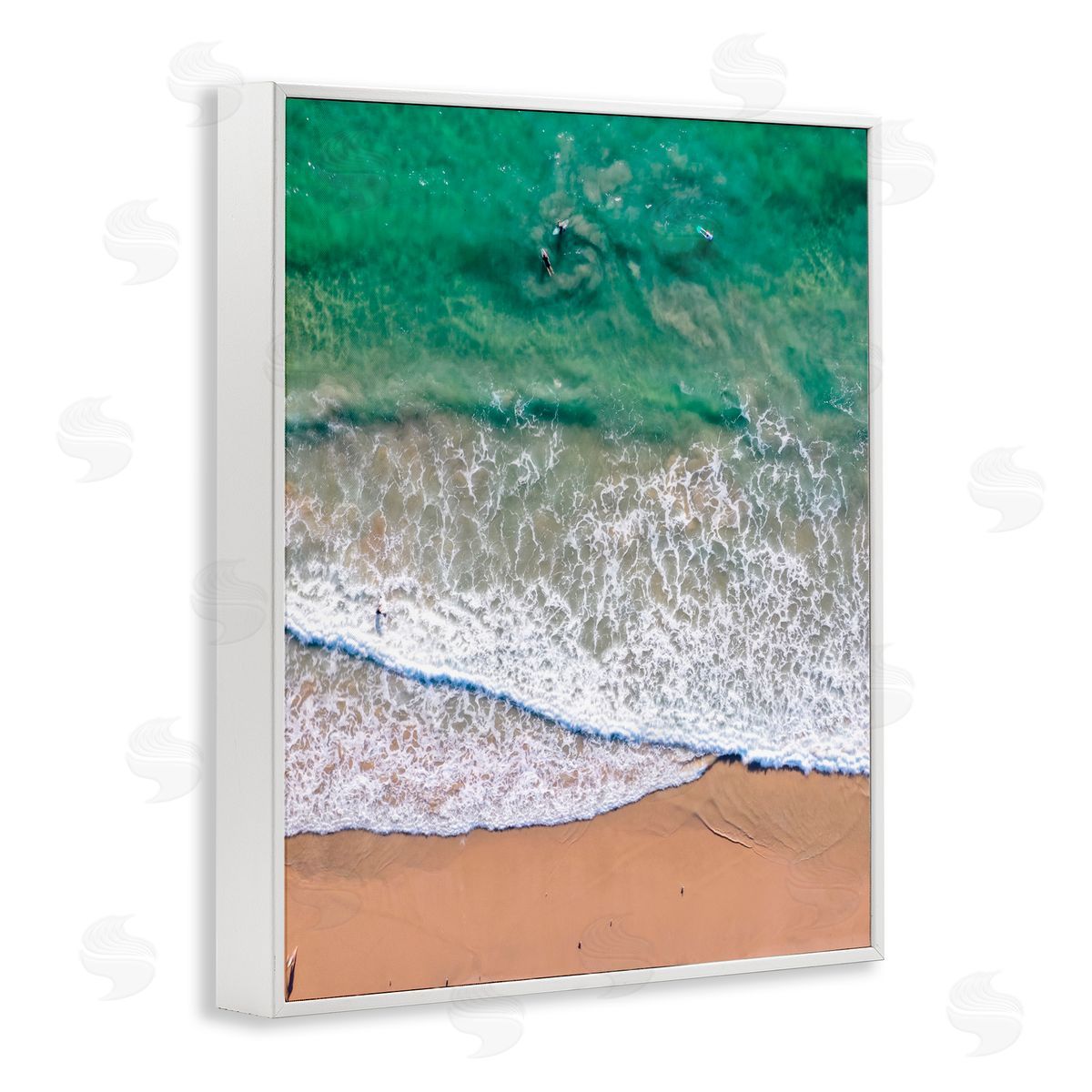 Jeff Poe Photography Crisscross Shore Waves White Framed Giclee Wall Art Print