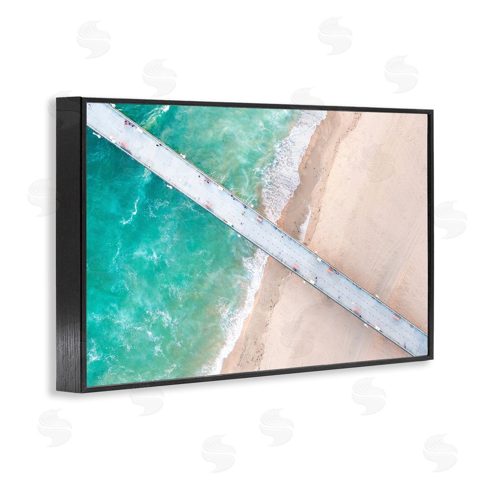 Jeff Poe Photography Aerial View Pier Beach Black Framed Giclee Wall Art Print