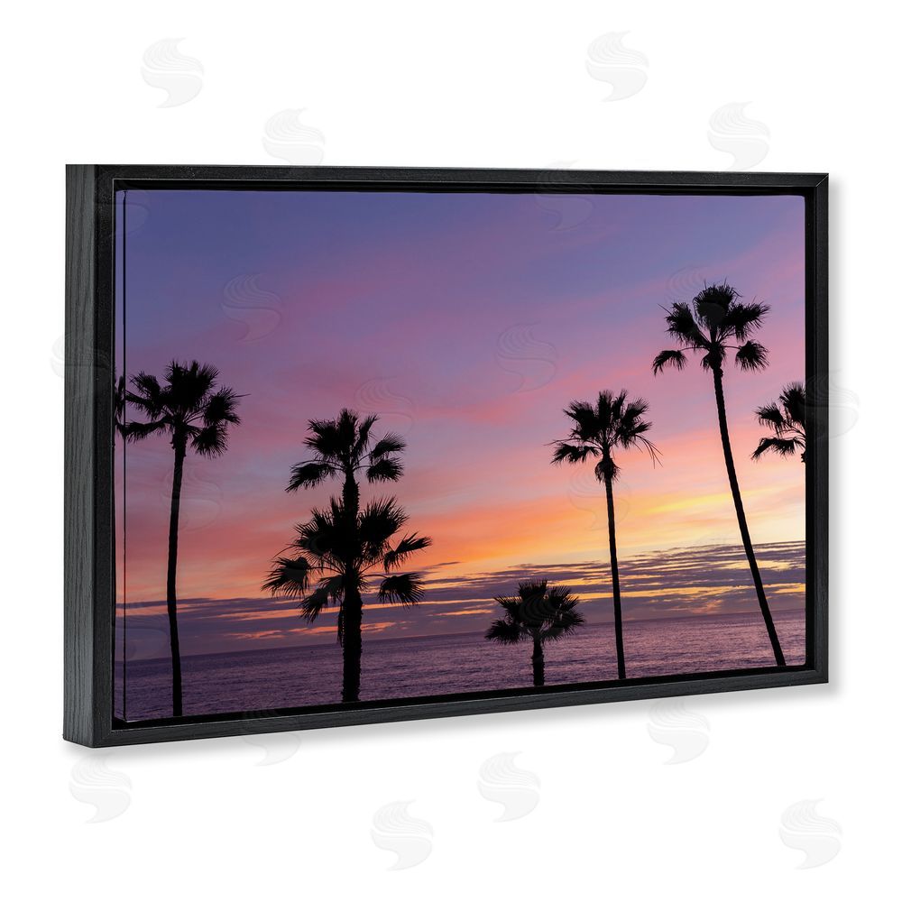 Jeff Poe Photography Sunsets & Scattered Palm Trees Black Floating Frame Canvas Wall Art Print