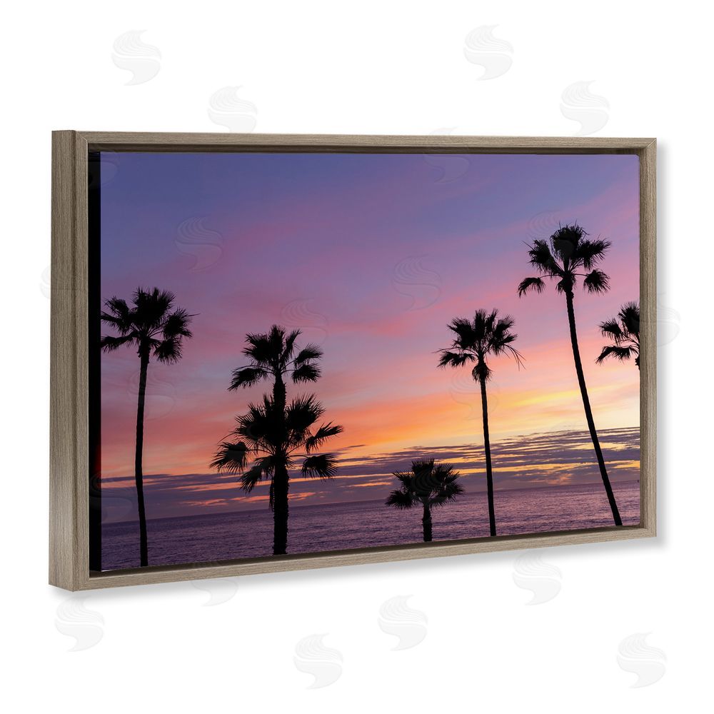 Jeff Poe Photography Sunsets & Scattered Palm Trees Brown Floating Frame Canvas Wall Art Print