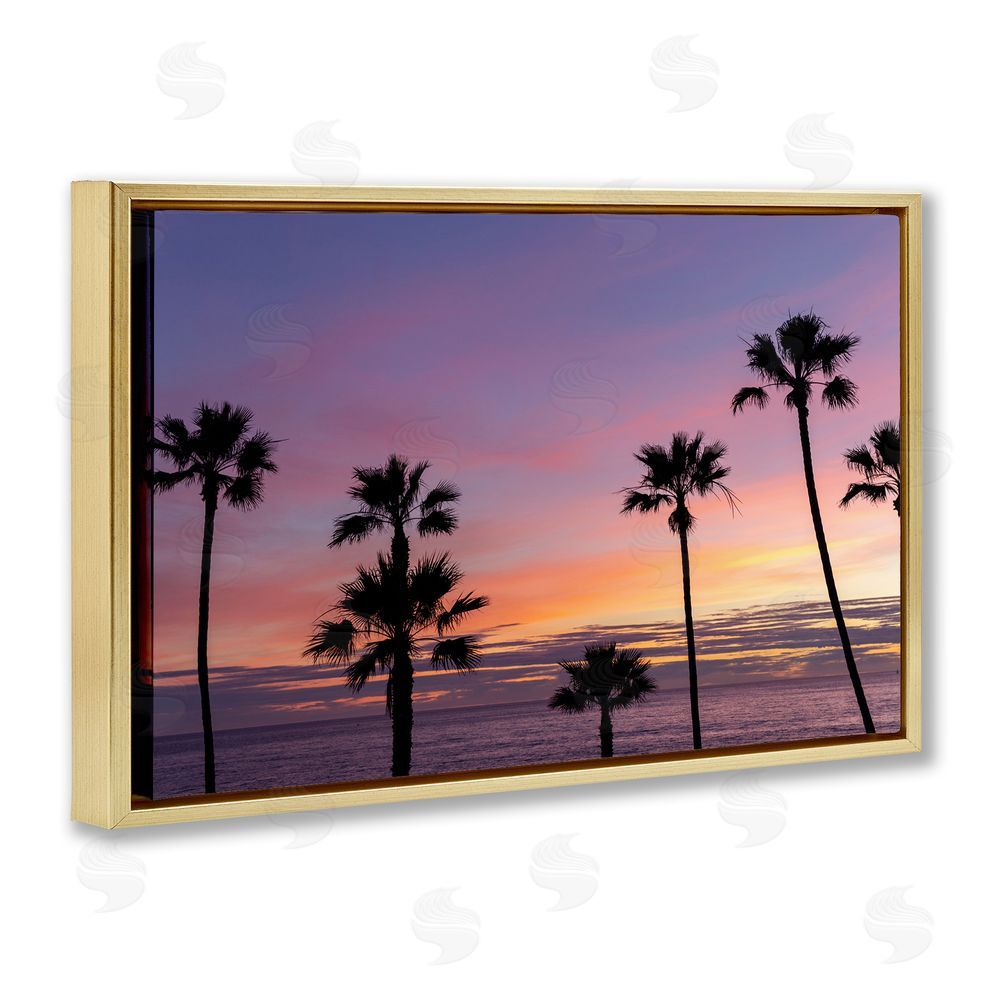 Jeff Poe Photography Sunsets & Scattered Palm Trees Gold Floating Frame Canvas Wall Art Print