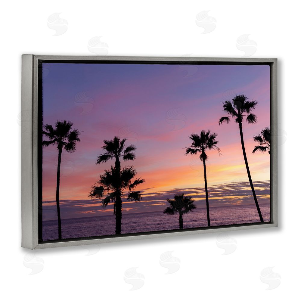 Jeff Poe Photography Sunsets & Scattered Palm Trees Gray Floating Frame Canvas Wall Art Print